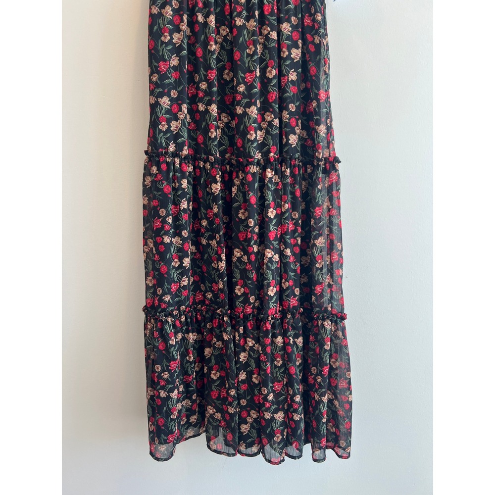NWT Draper James RSVP Lurex Maxi Dress Womens‎ M Black Floral Metallic Tiered - Picture 5 of 10